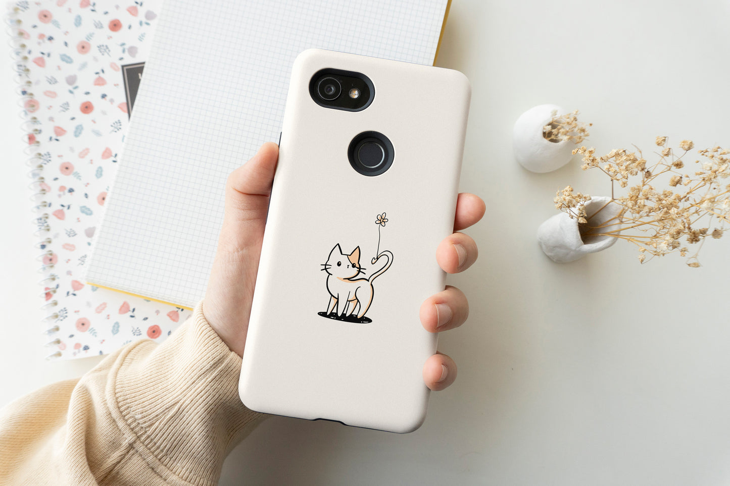 Cat With Flower Phone Case