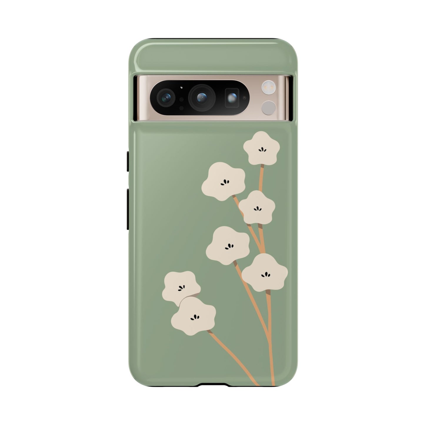 Japan White Flower In Green Phone Case