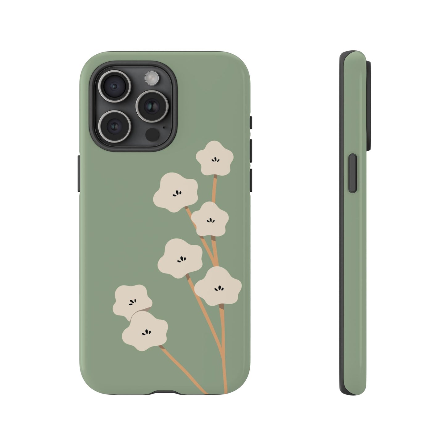 Japan White Flower In Green Phone Case