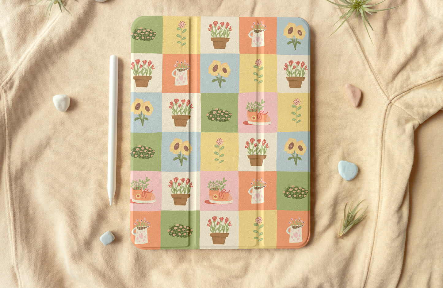 Cozy Blossoms Grid iPad Case
