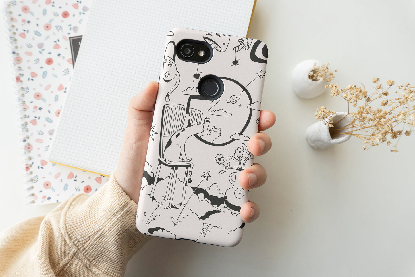 The Cat's Daydream BW Phone Case