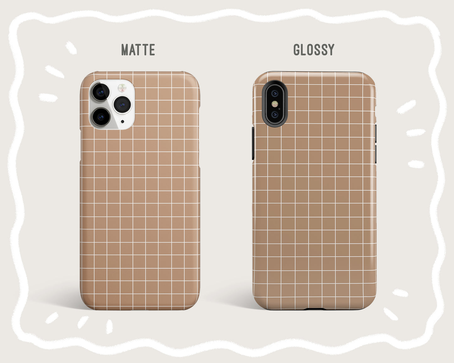 Brown Tone Grid Line Phone Case