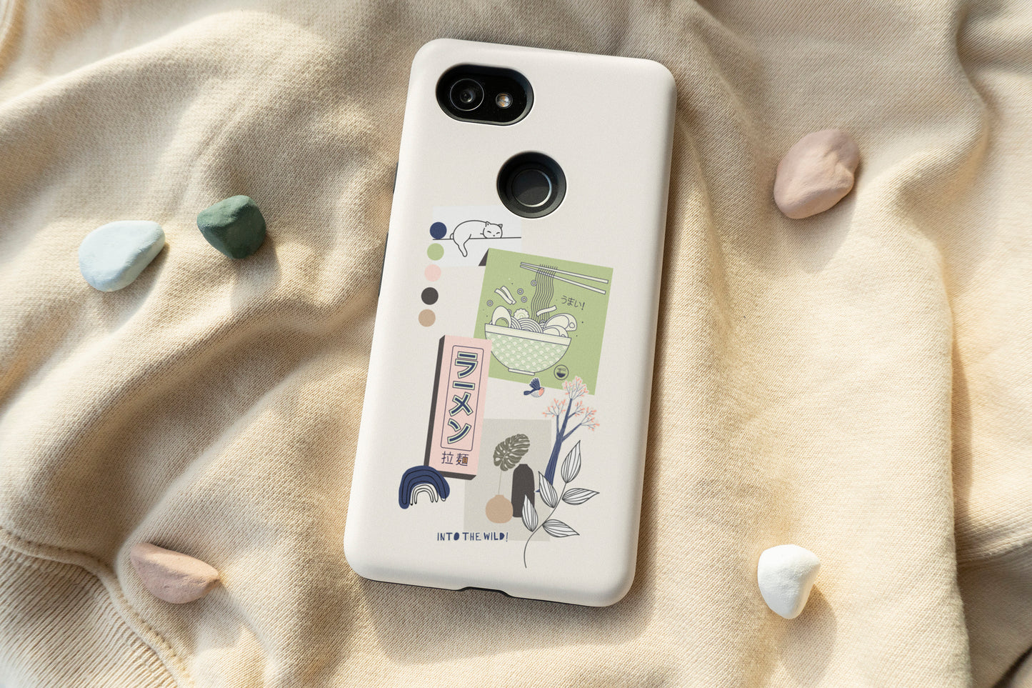 Japanese Art Collage Green Phone Case
