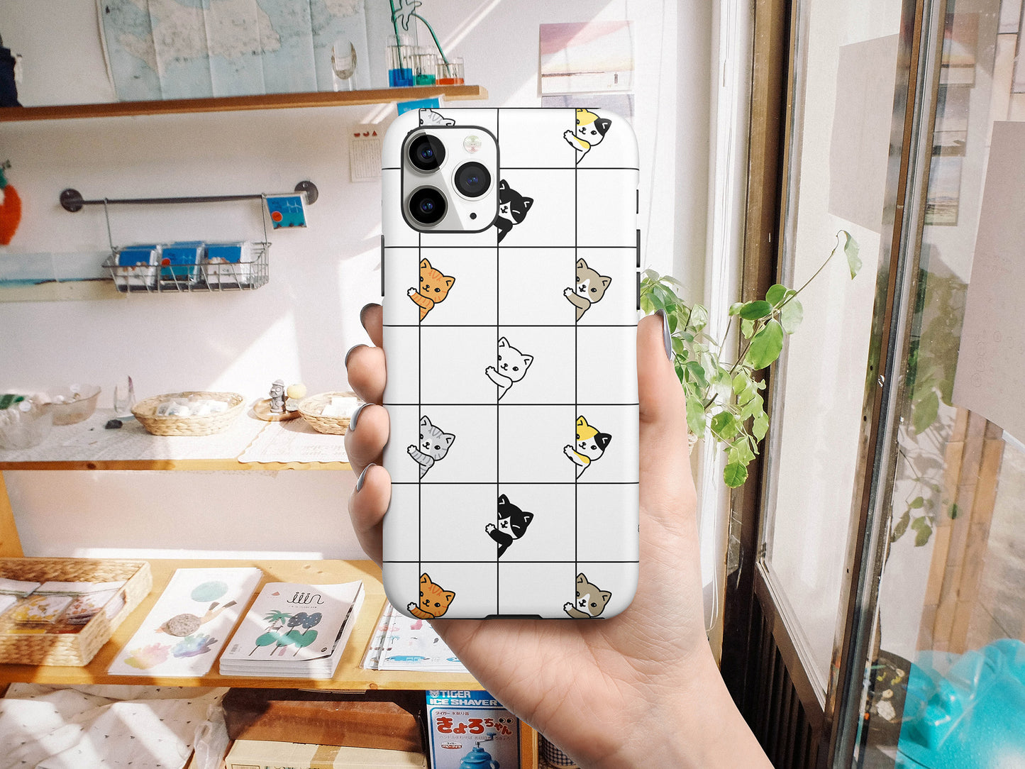 Cat in the Grid Phone Case