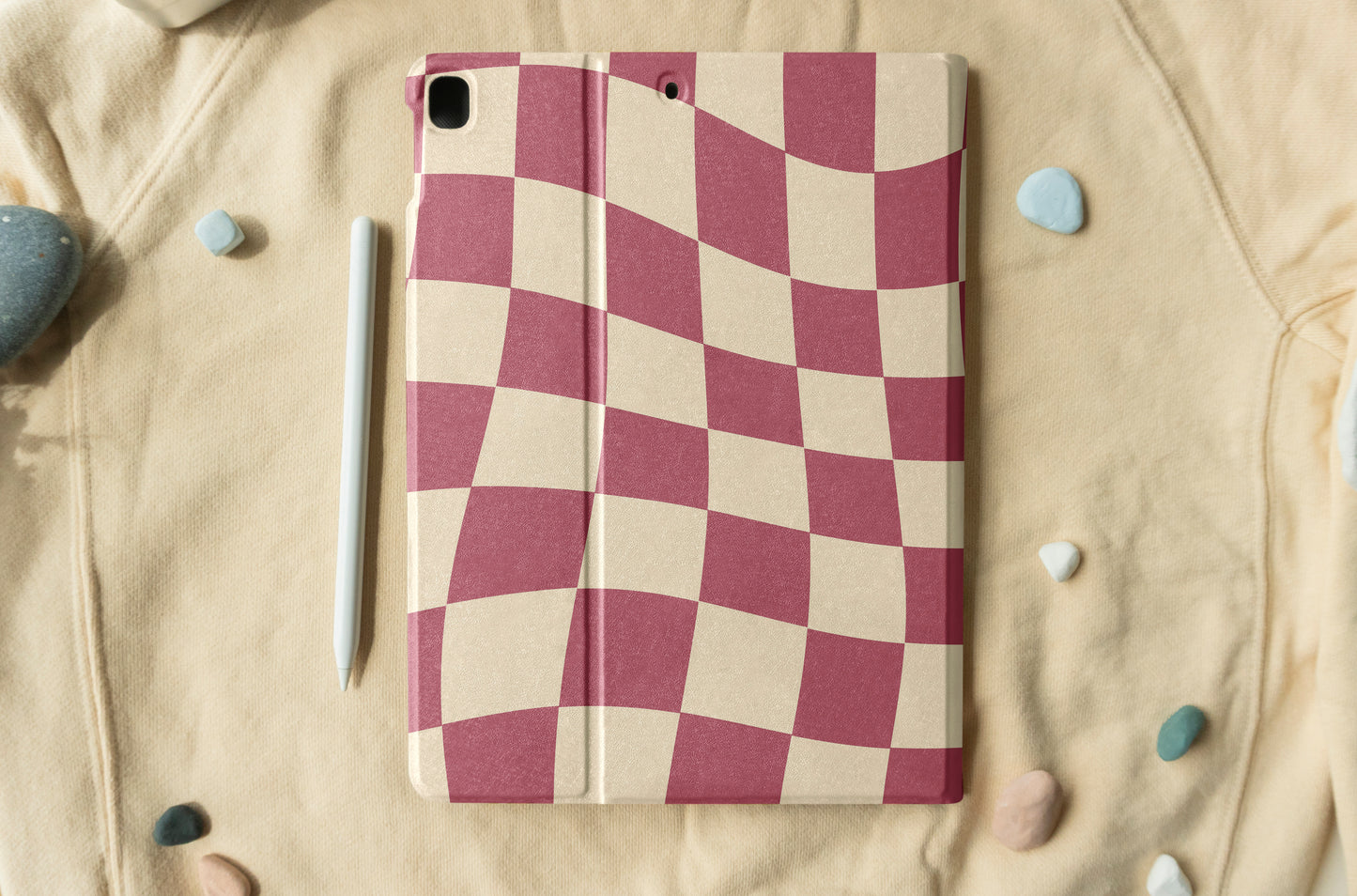 Red Wine Wavy Grid iPad Case