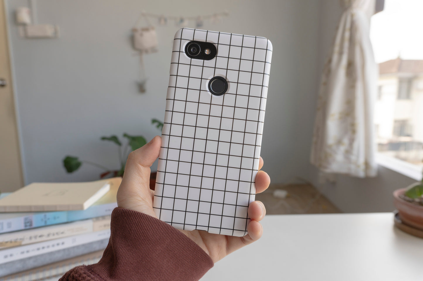 Black Grid Line Phone Case