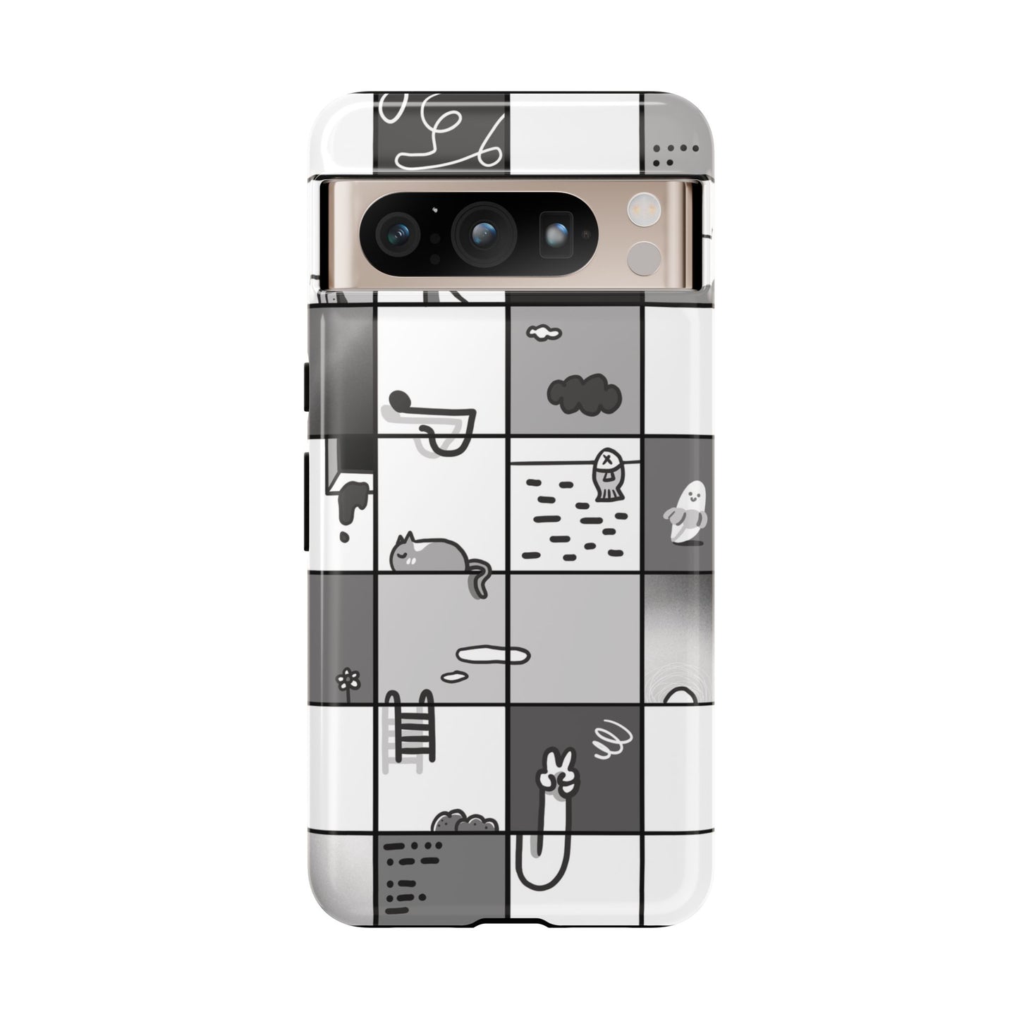 BW Cartoon Grid Phone Case
