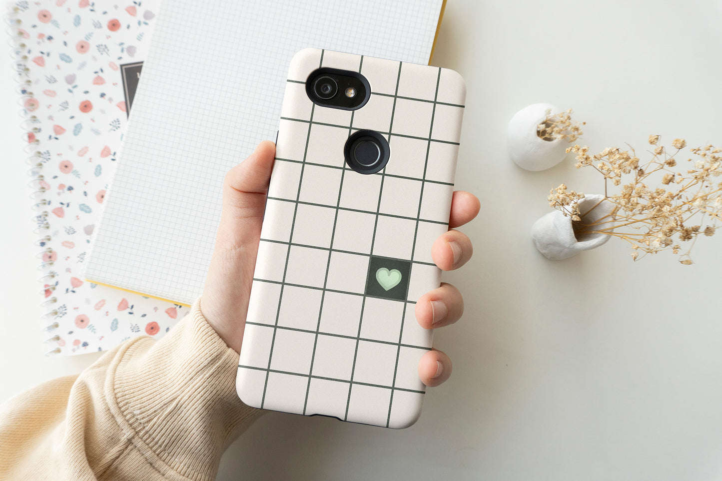 Grid of Love - Green Phone Case