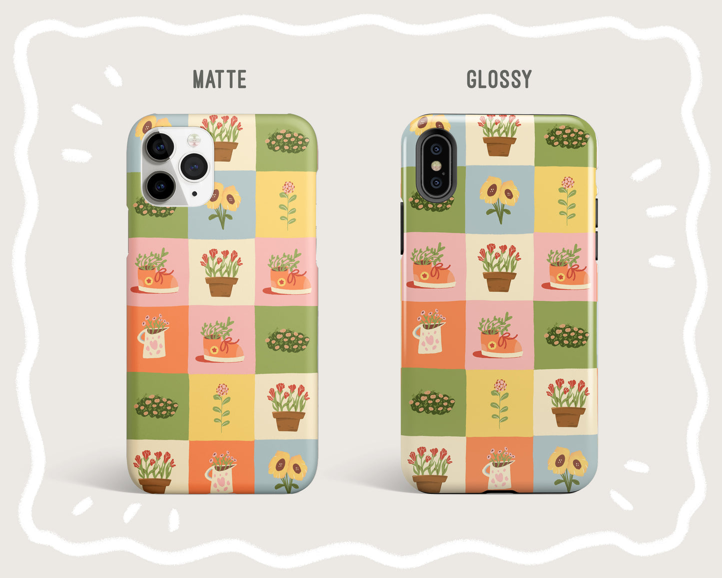 Cozy Blossoms Grid Phone Case