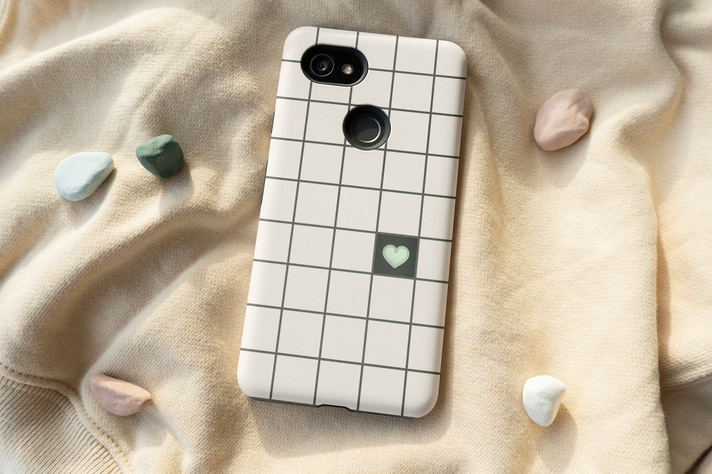Grid of Love - Green Phone Case