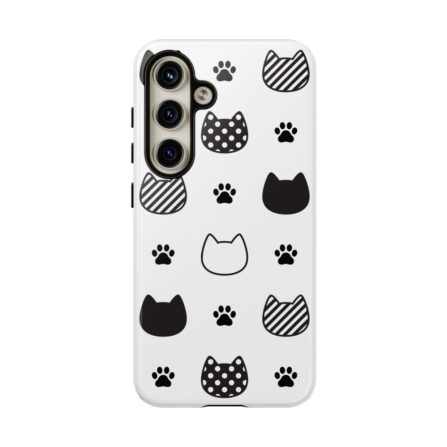 BW Cat Head Pattern Phone Case