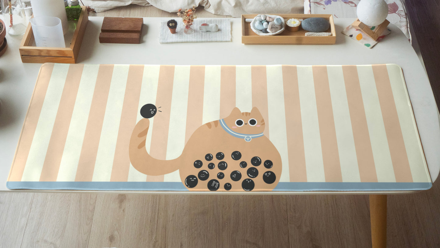Bubble Tea Cat Desk Pad