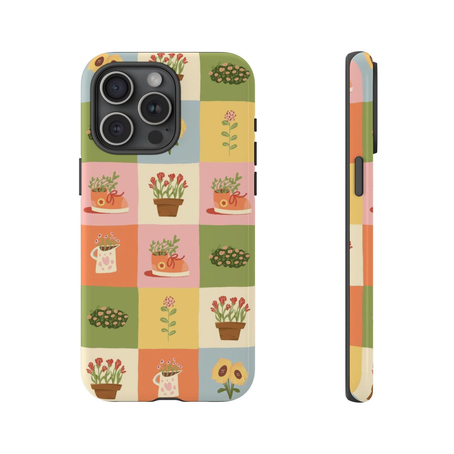 Cozy Blossoms Grid Phone Case