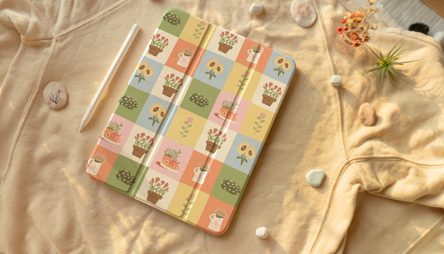 Cozy Blossoms Grid iPad Case