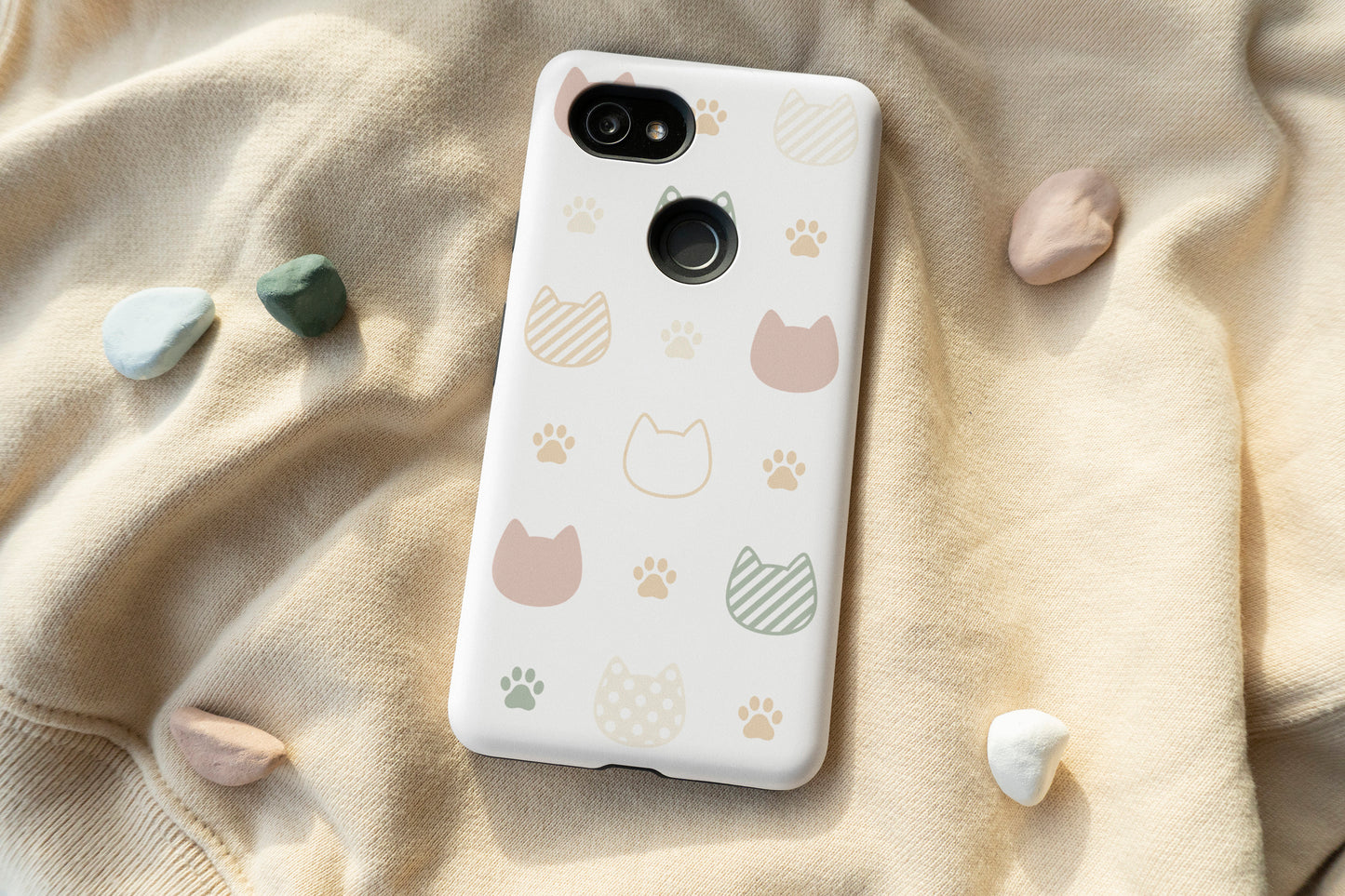 Pastel Cat Head Pattern Phone Case