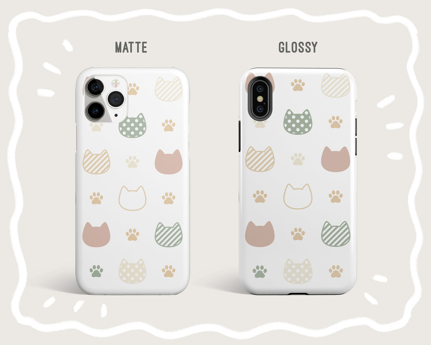Pastel Cat Head Pattern Phone Case