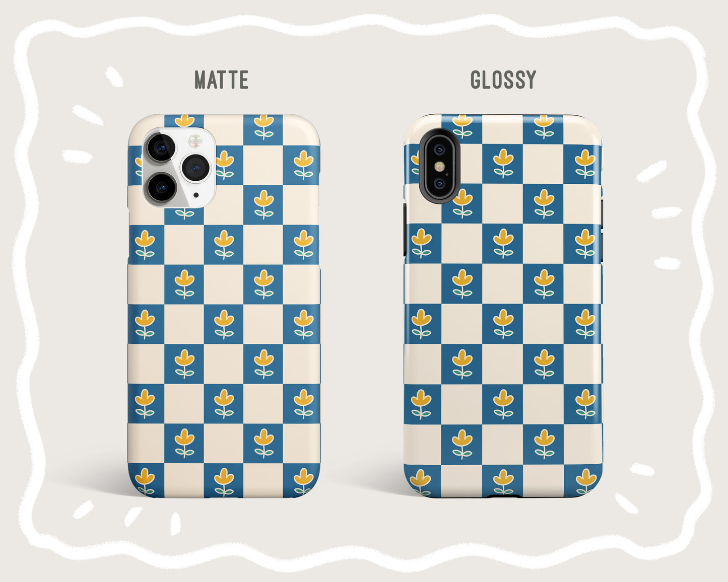 Retro Blue Checkered Phone Case