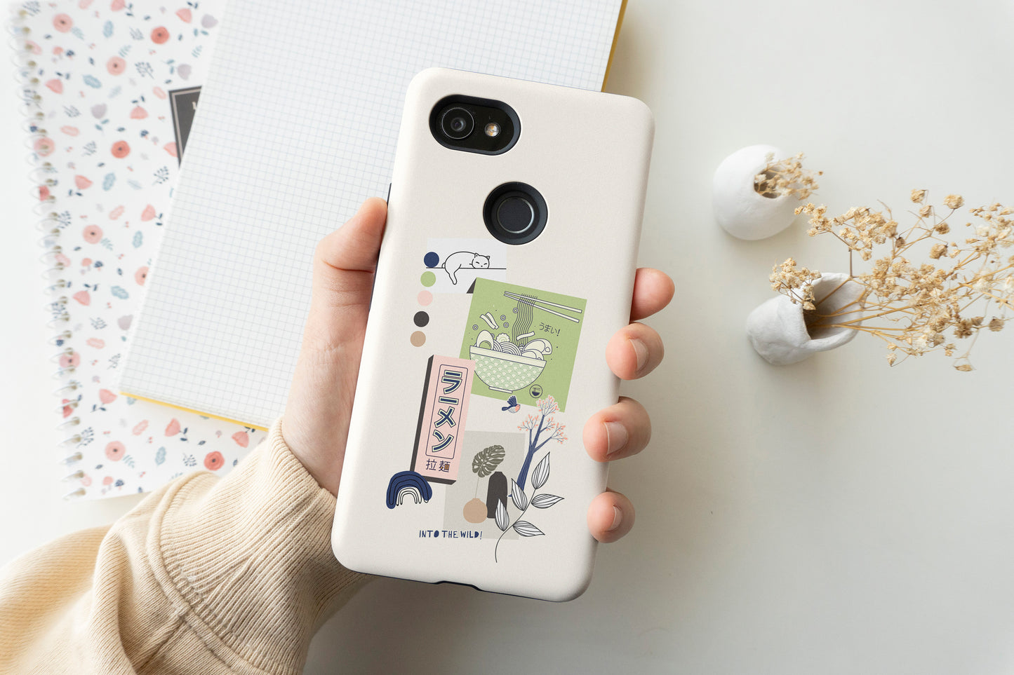 Japanese Art Collage Green Phone Case