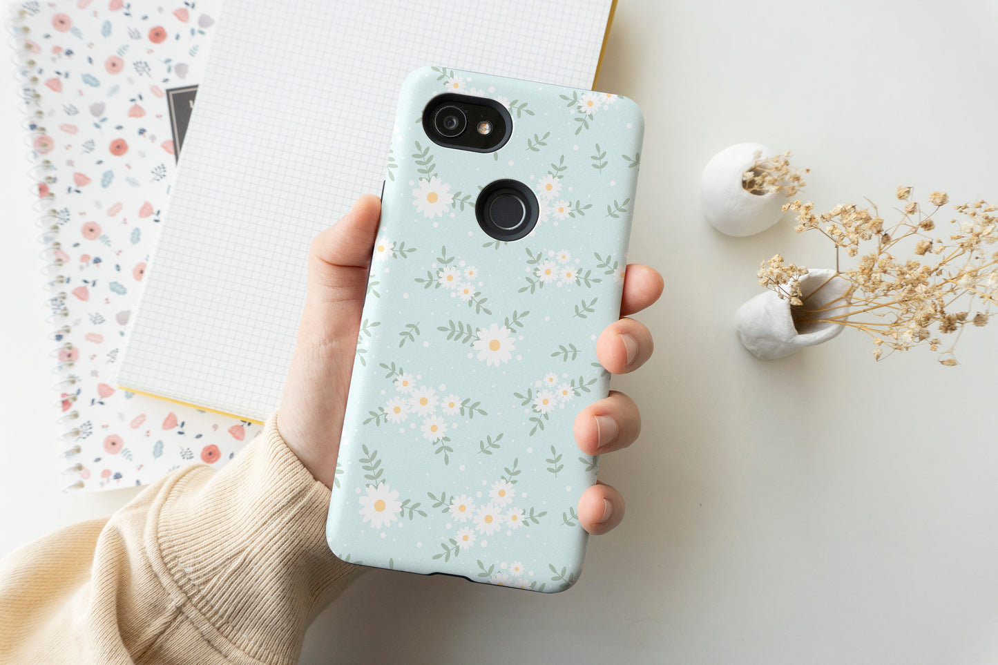 Pastel Blue Flowers Phone Case