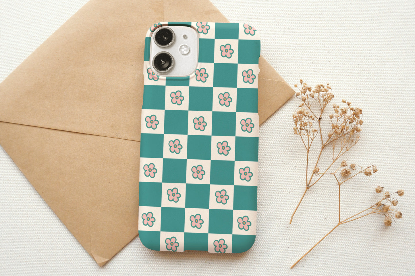 70s Daisy Checkered Phone Case