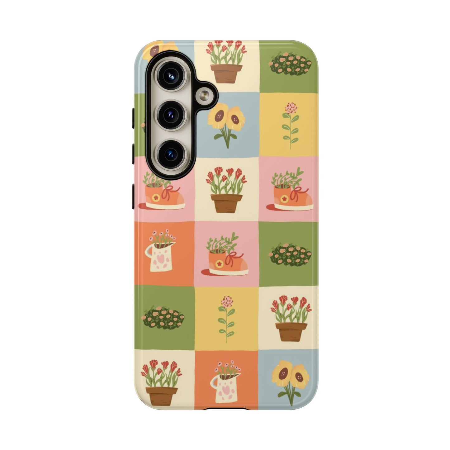 Cozy Blossoms Grid Phone Case