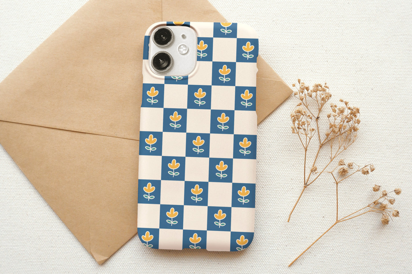 Retro Blue Checkered Phone Case