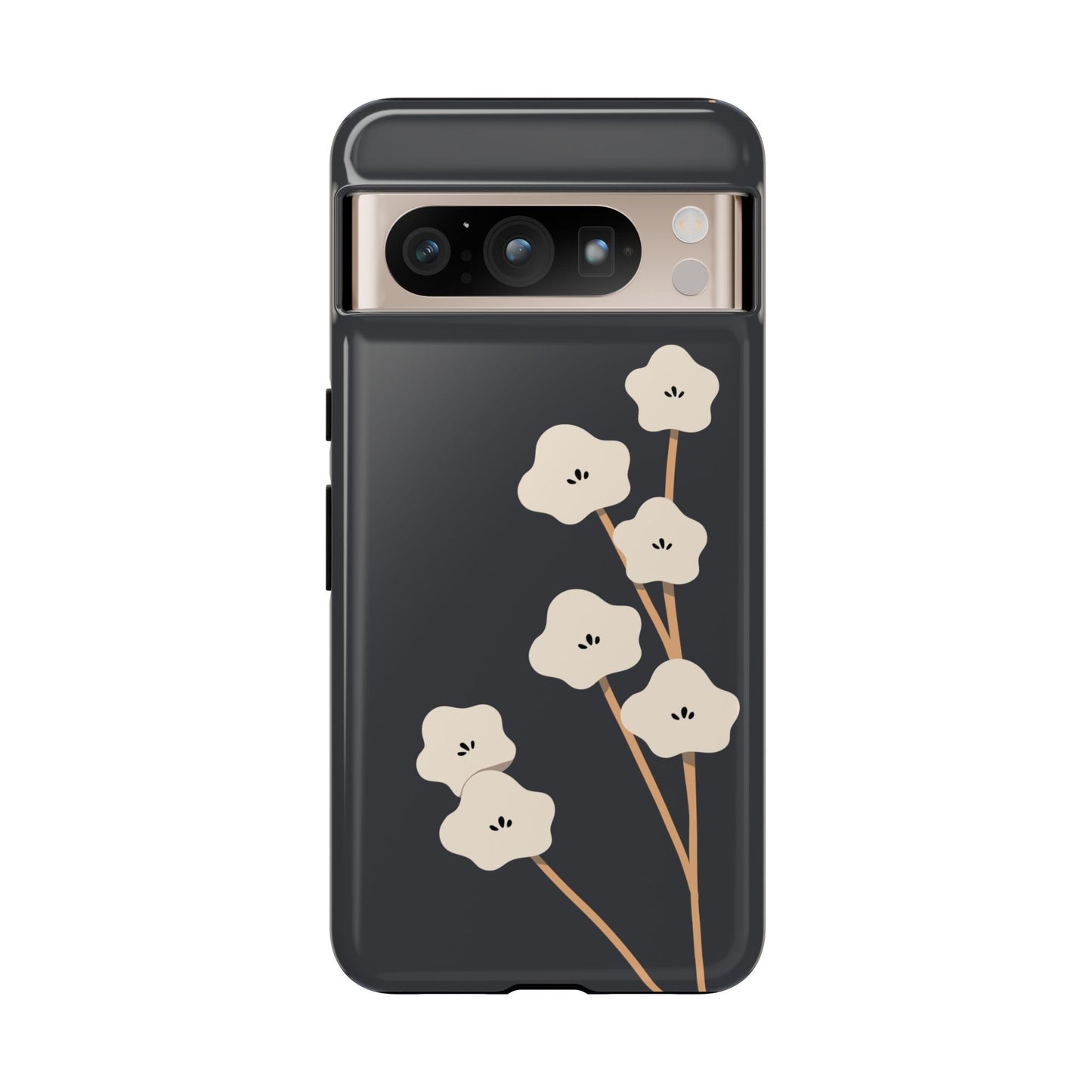 Japan White Flower In Black Phone Case