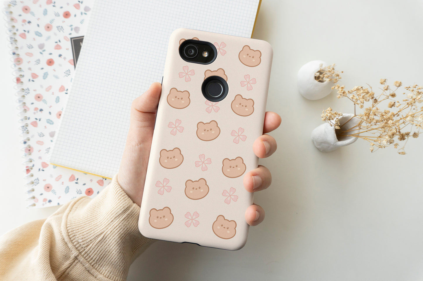 Sakura Bear Pattern Phone Case