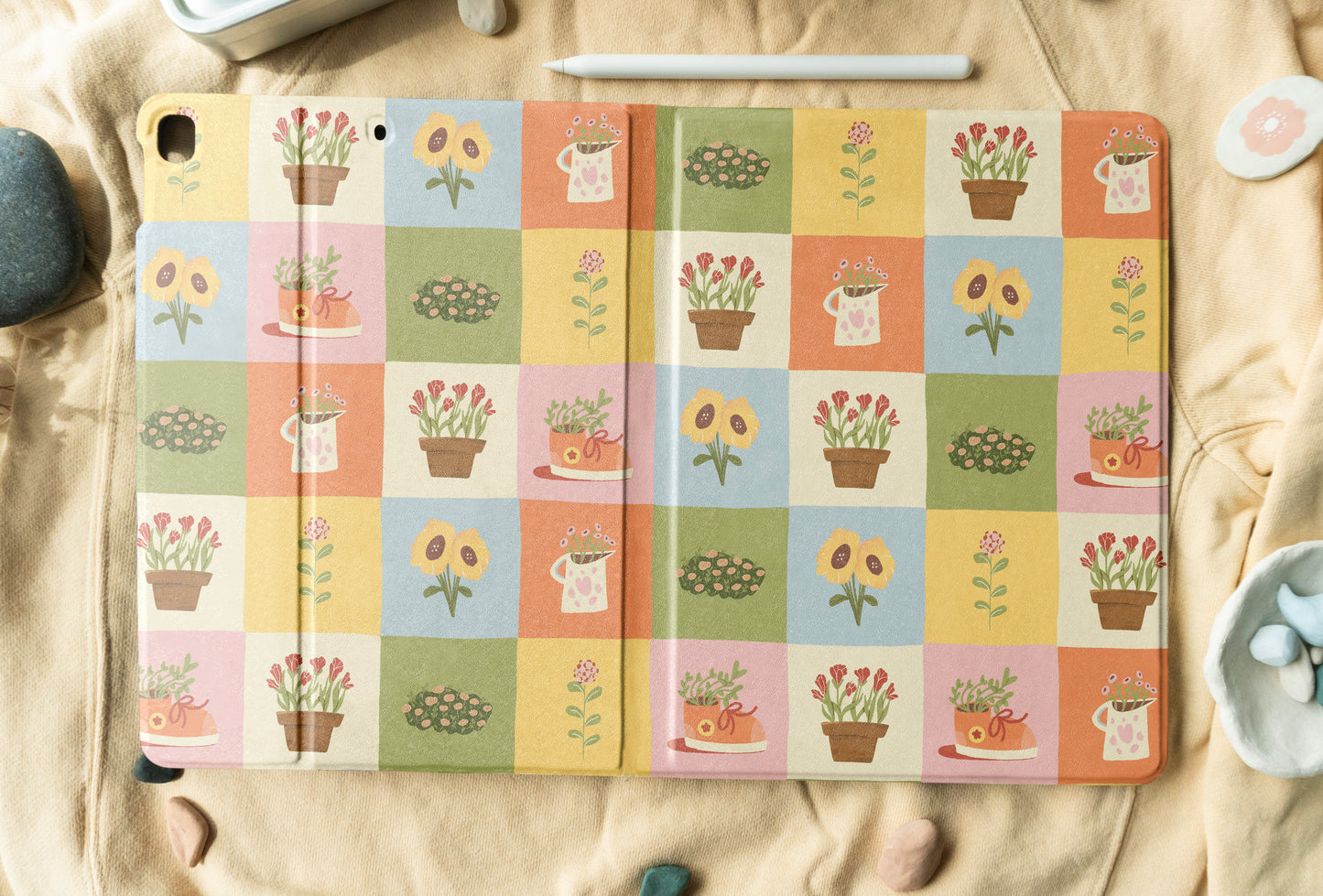 Cozy Blossoms Grid iPad Case