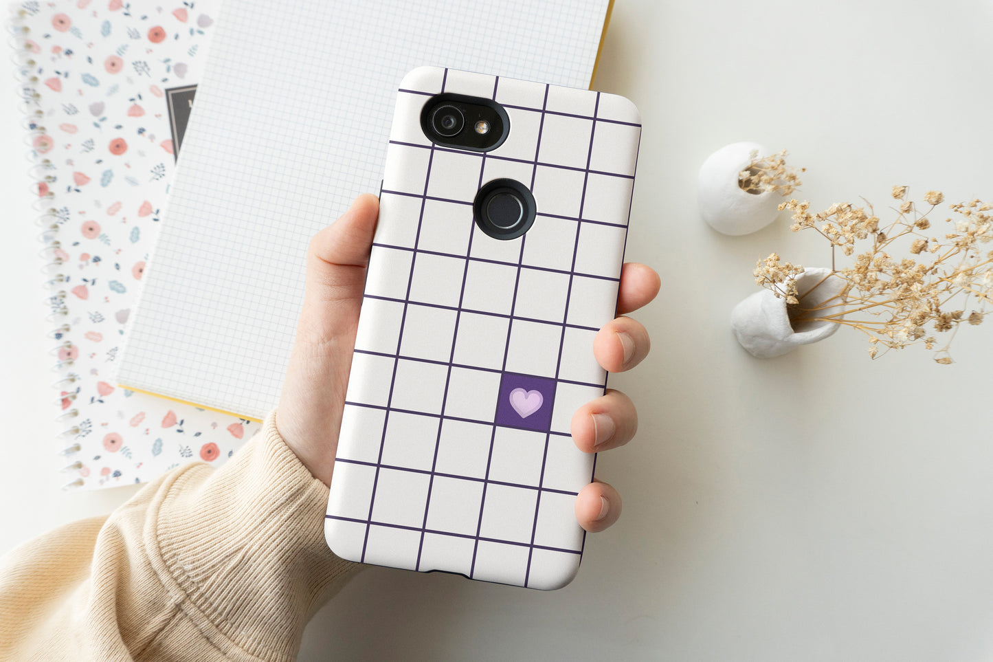 Grid of Love - Purple Phone Case