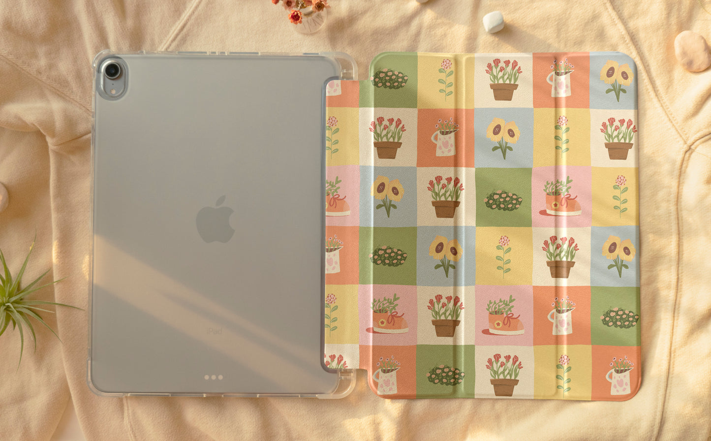 Cozy Blossoms Grid iPad Case