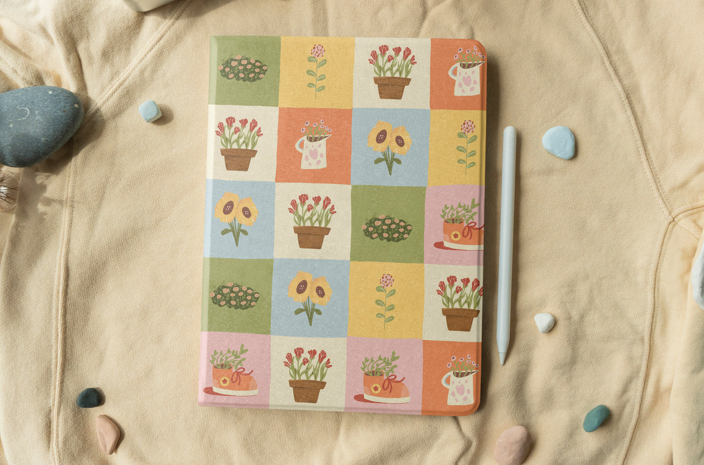 Cozy Blossoms Grid iPad Case