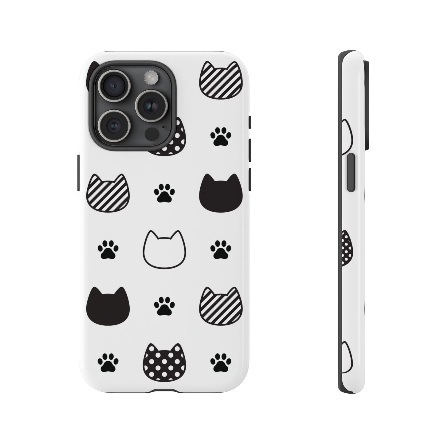 BW Cat Head Pattern Phone Case