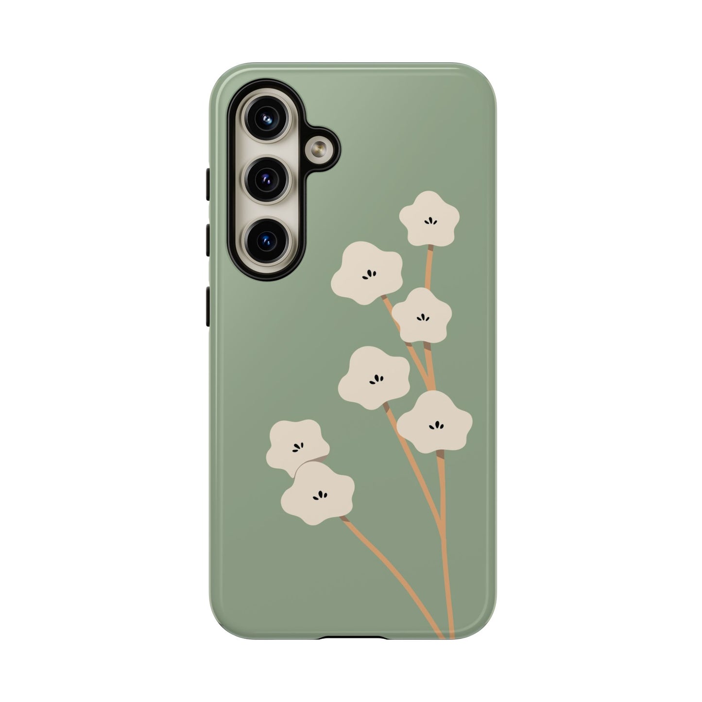 Japan White Flower In Green Phone Case