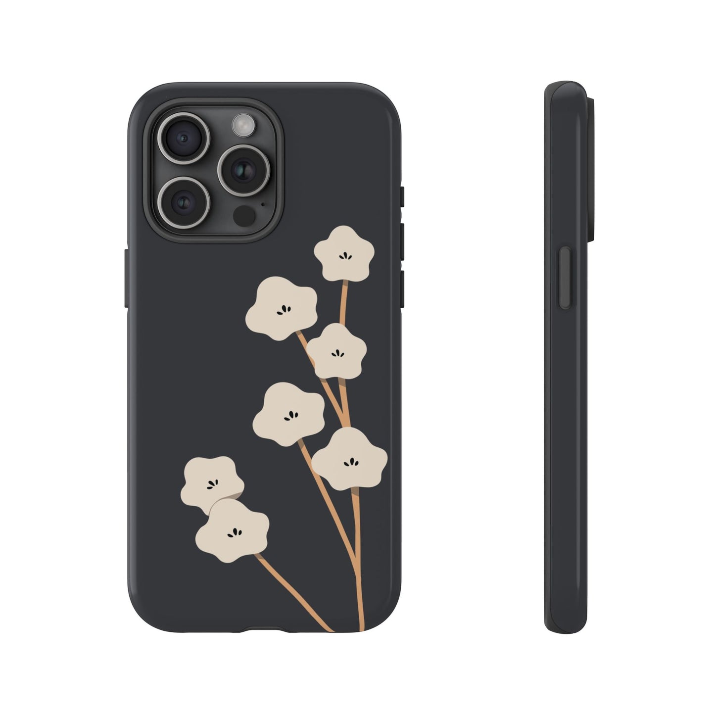Japan White Flower In Black Phone Case