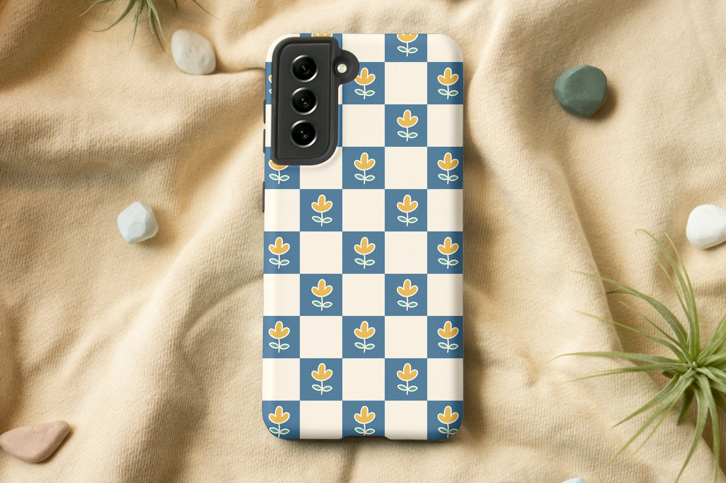 Retro Blue Checkered Phone Case