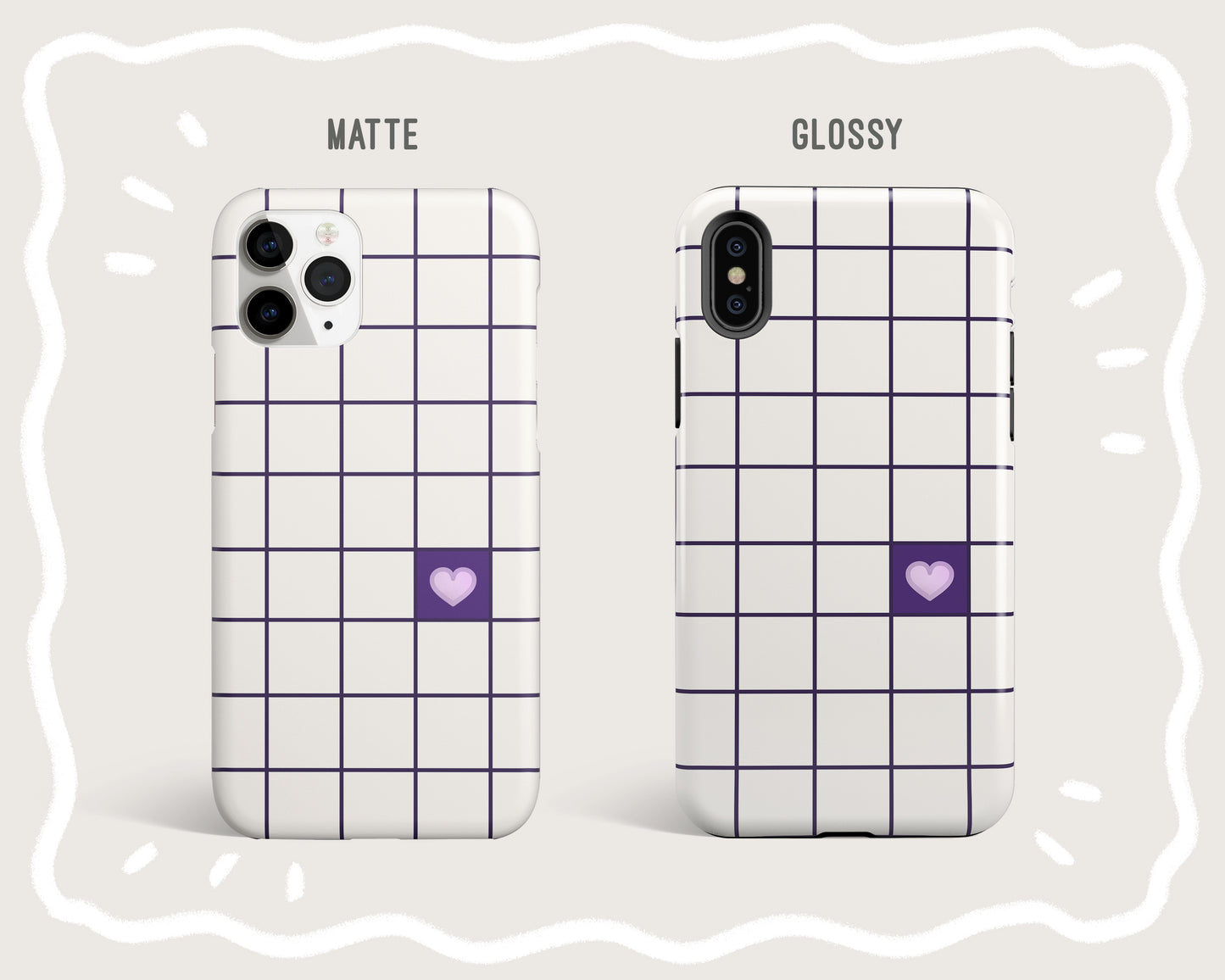 Grid of Love - Purple Phone Case