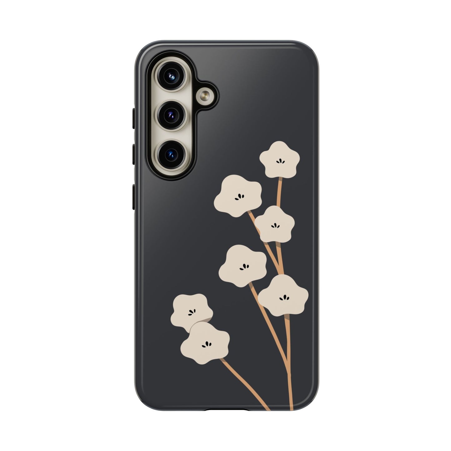 Japan White Flower In Black Phone Case