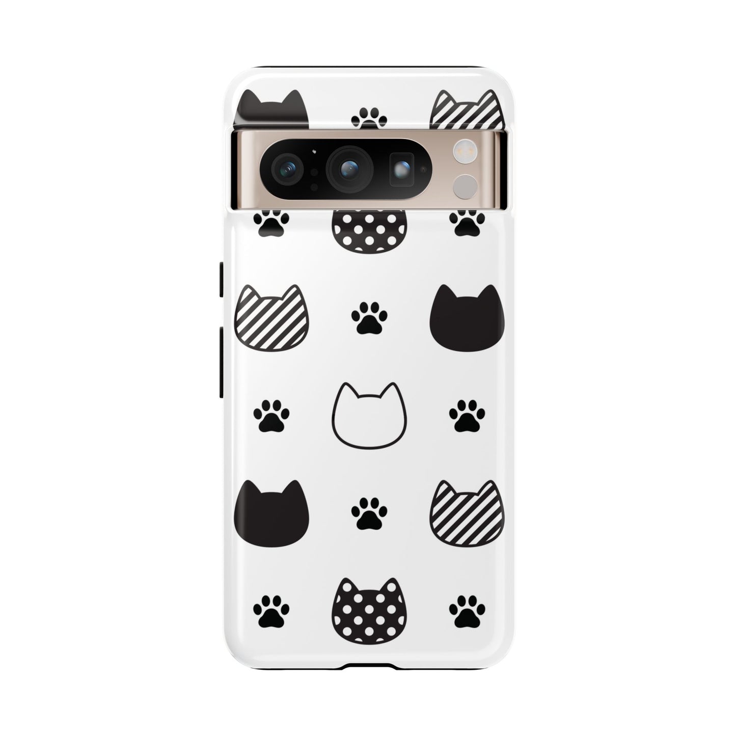BW Cat Head Pattern Phone Case