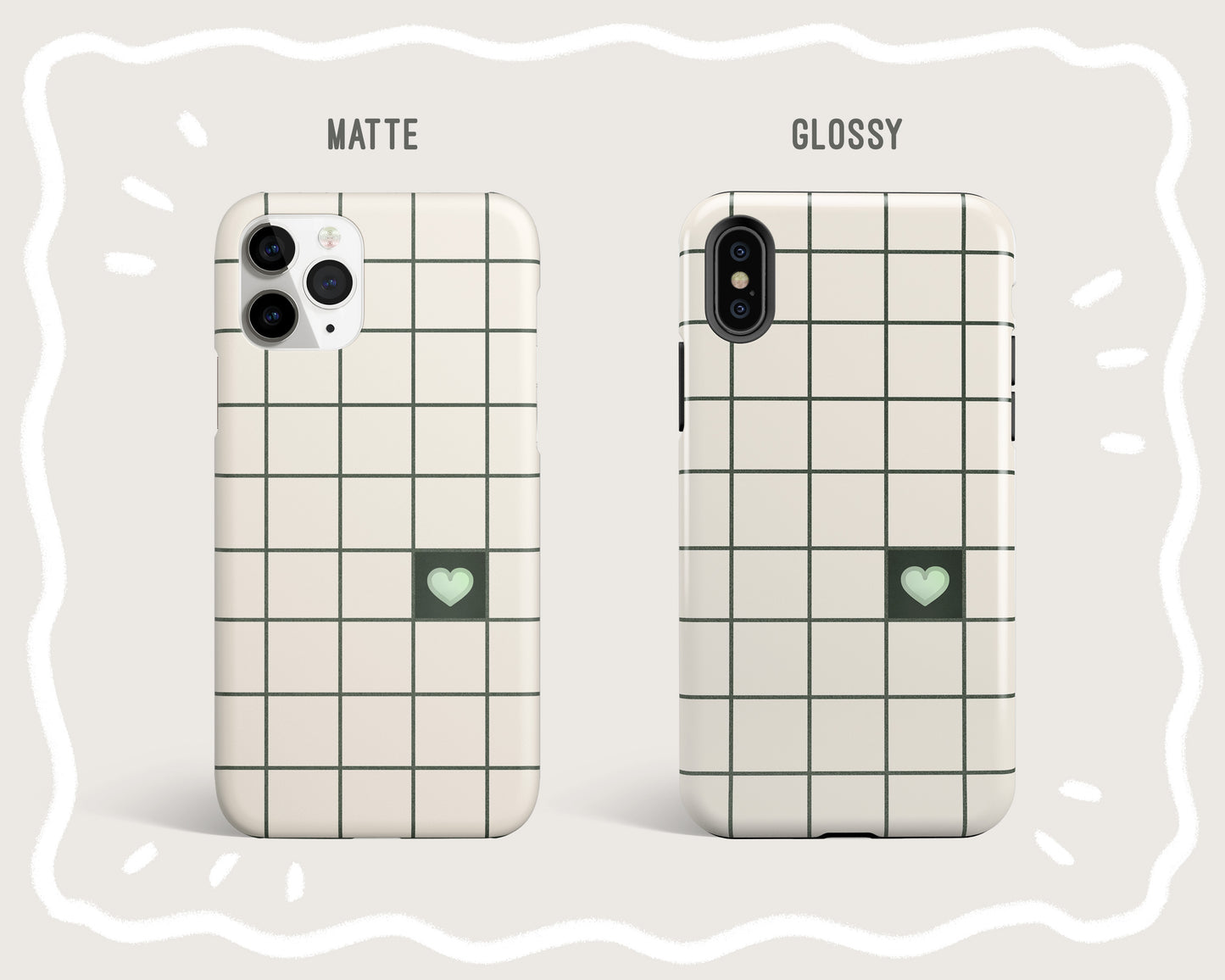 Grid of Love - Green Phone Case