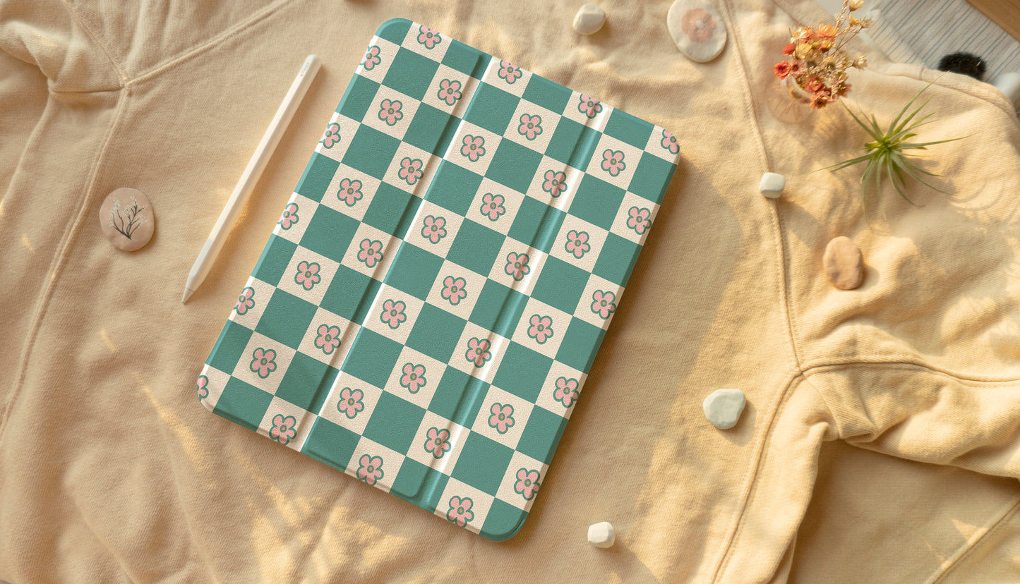 70s Daisy Checkered iPad Case